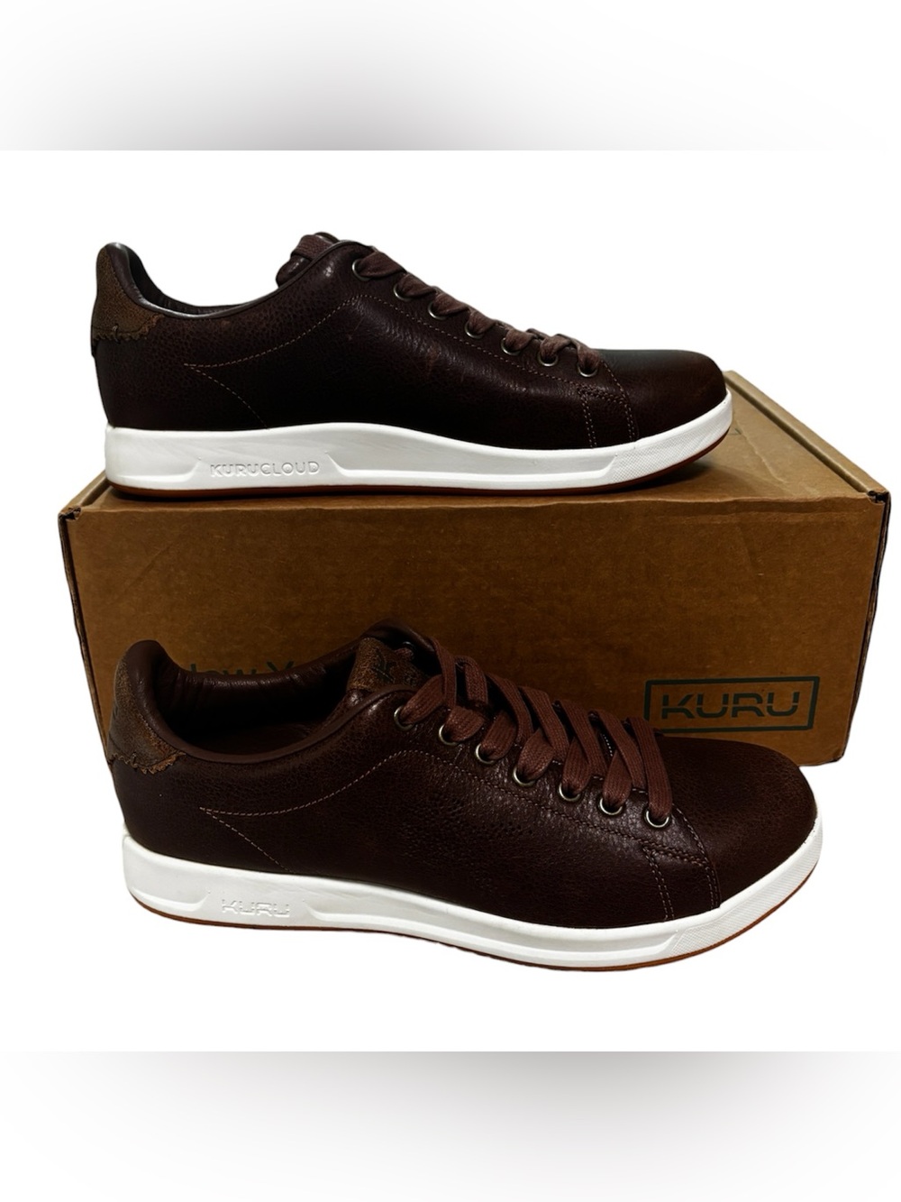 KURU Roam Shoes Mens Size 9.5 Clove Brown Leather Comfort Walking Sneakers